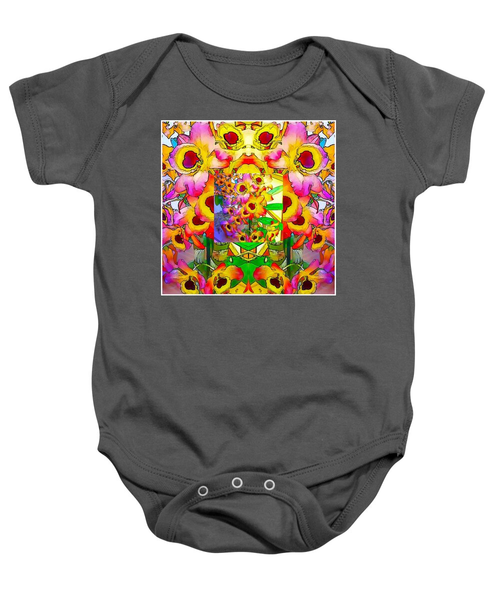 Cornucopia Baby Onesie featuring the mixed media Cornucopia Orchids by Don Wright