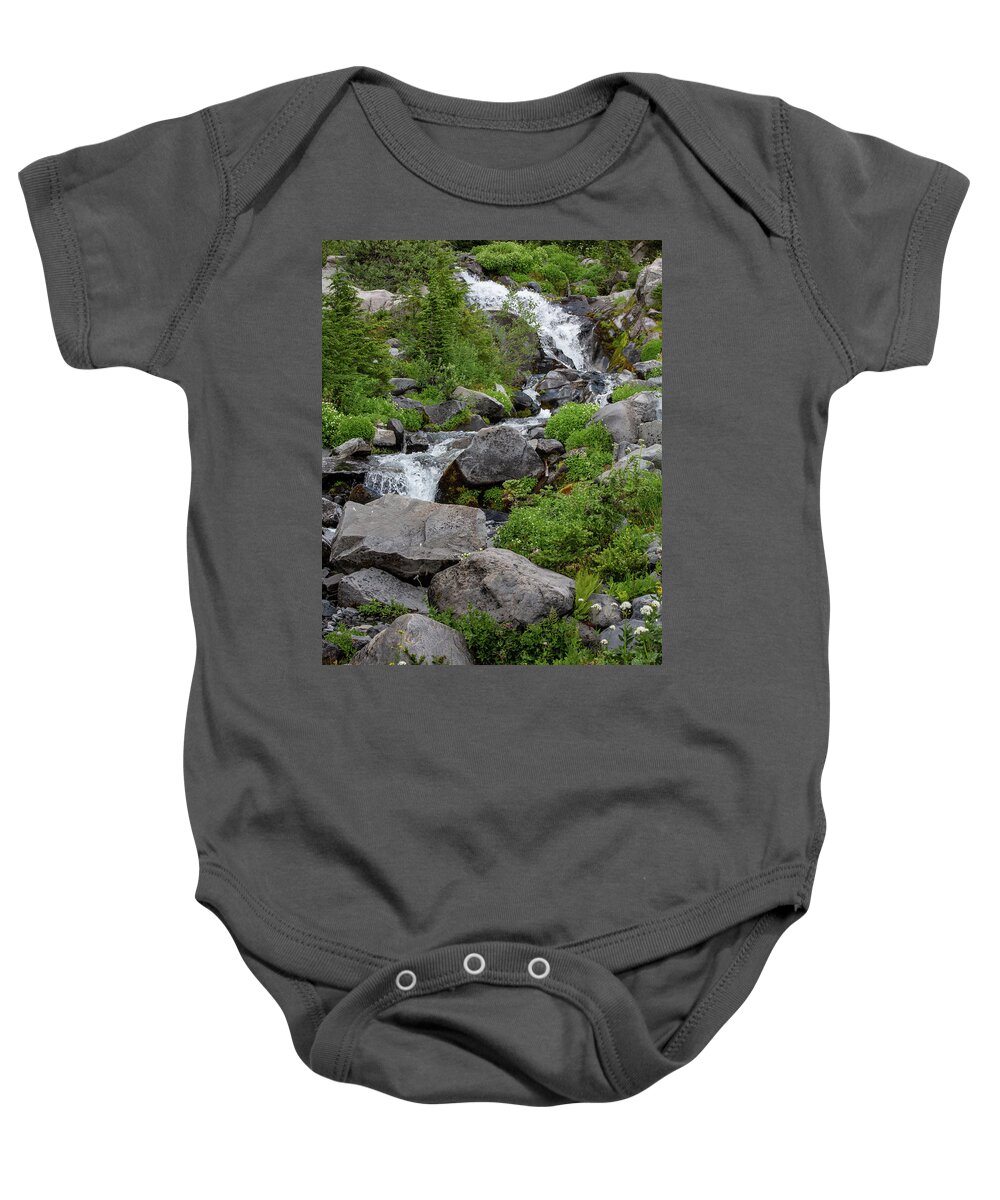 Creek Baby Onesie featuring the photograph Creek at Paradise Mount Rainier by Alex Mironyuk