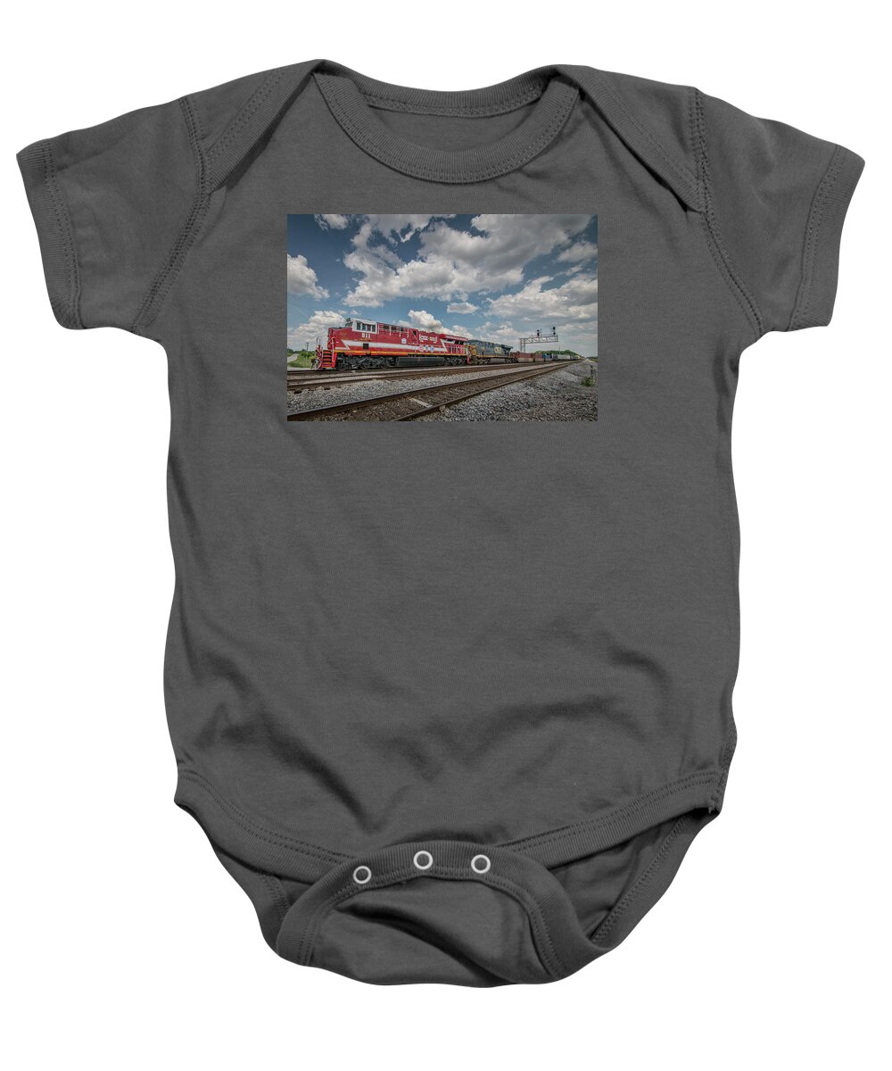 Railroad Baby Onesie featuring the photograph CSXT 911 at Hopkinsville Ky by Jim Pearson