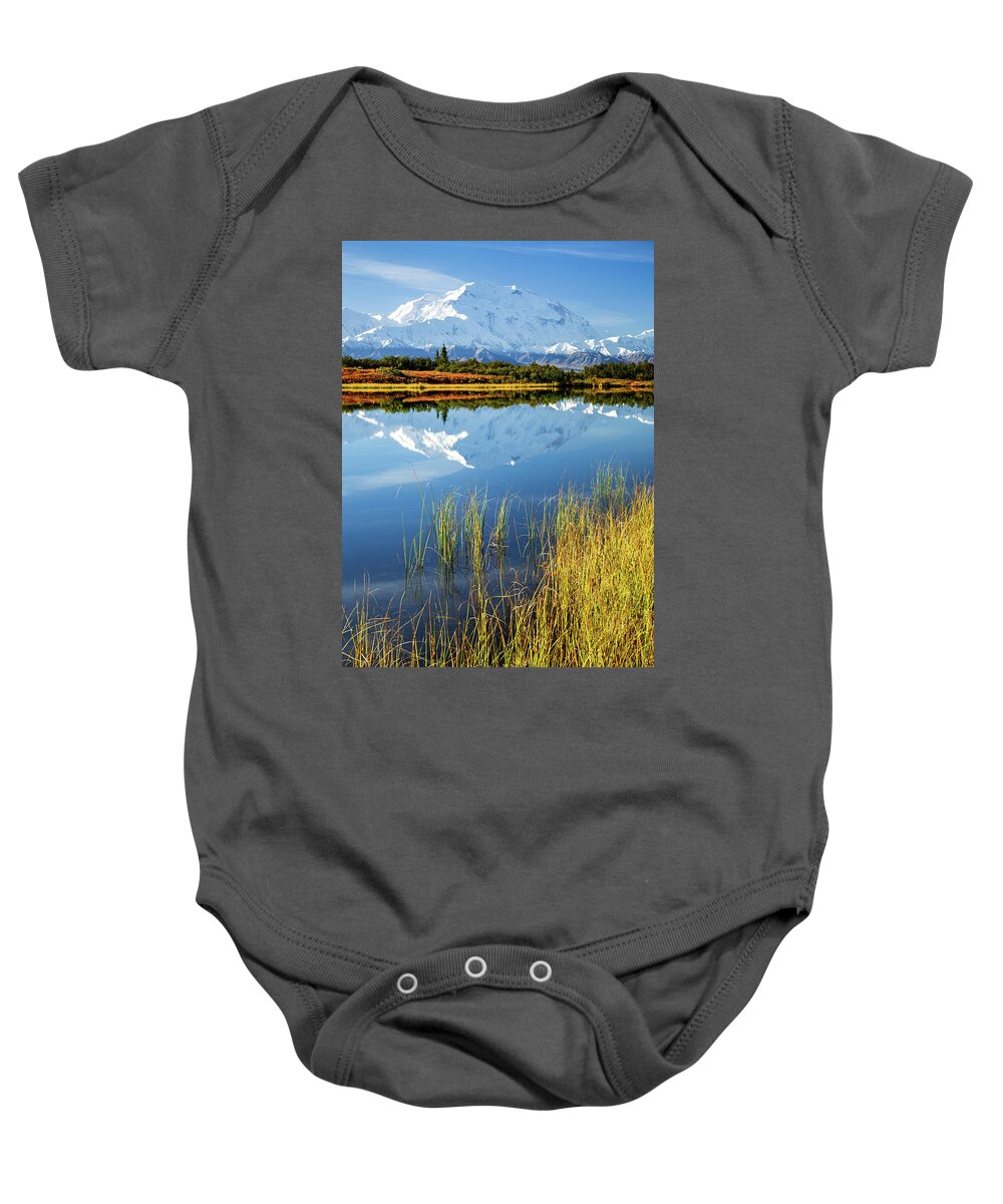 Denali Baby Onesie featuring the photograph Denali Reflection by Tim Newton
