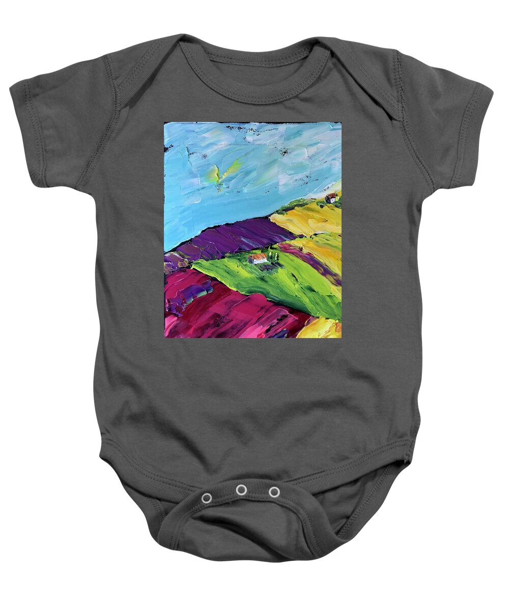 Oil Painting Baby Onesie featuring the painting Didi's Hills by Carrie Jacobson