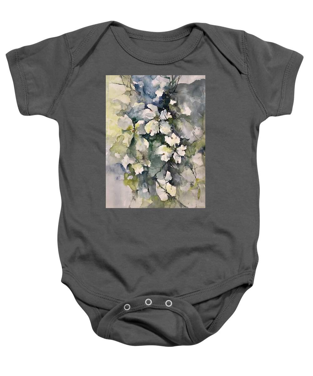 He Is Risen Baby Onesie featuring the painting Dogwoods by Robin Miller-Bookhout