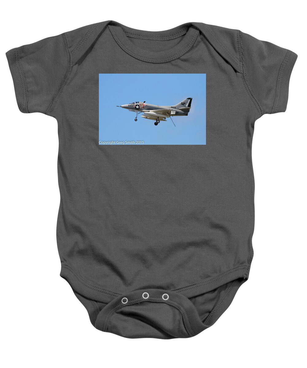 Douglas A4 Skyhawk Baby Onesie featuring the photograph Douglas A4 Skyhawk by Greg Smith