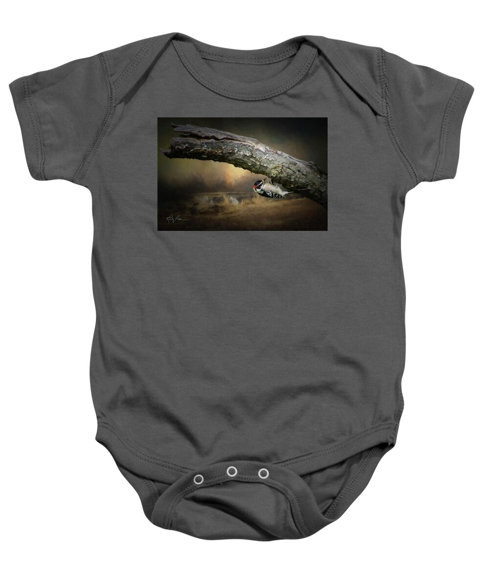Woodpecker Baby Onesie featuring the photograph Downy Woodpecker by Randall Allen