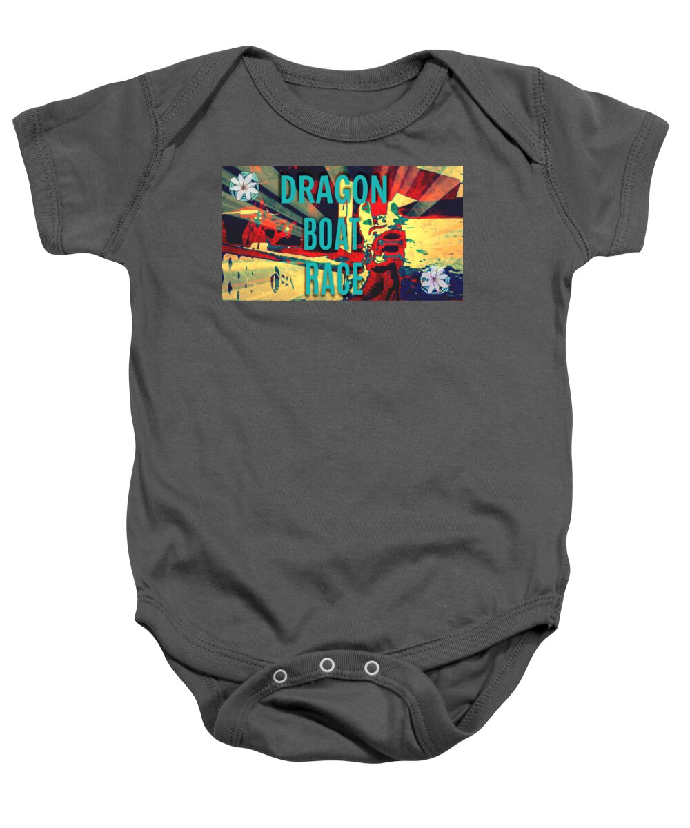 Dragon Boat Race Baby Onesie featuring the digital art Dragon Boat Race by Karen Francis