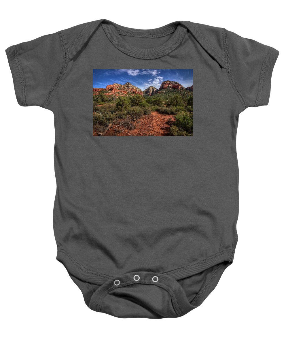 Arizona Baby Onesie featuring the photograph Dramatic Cloudscape over Capitol Butte by Andy Konieczny