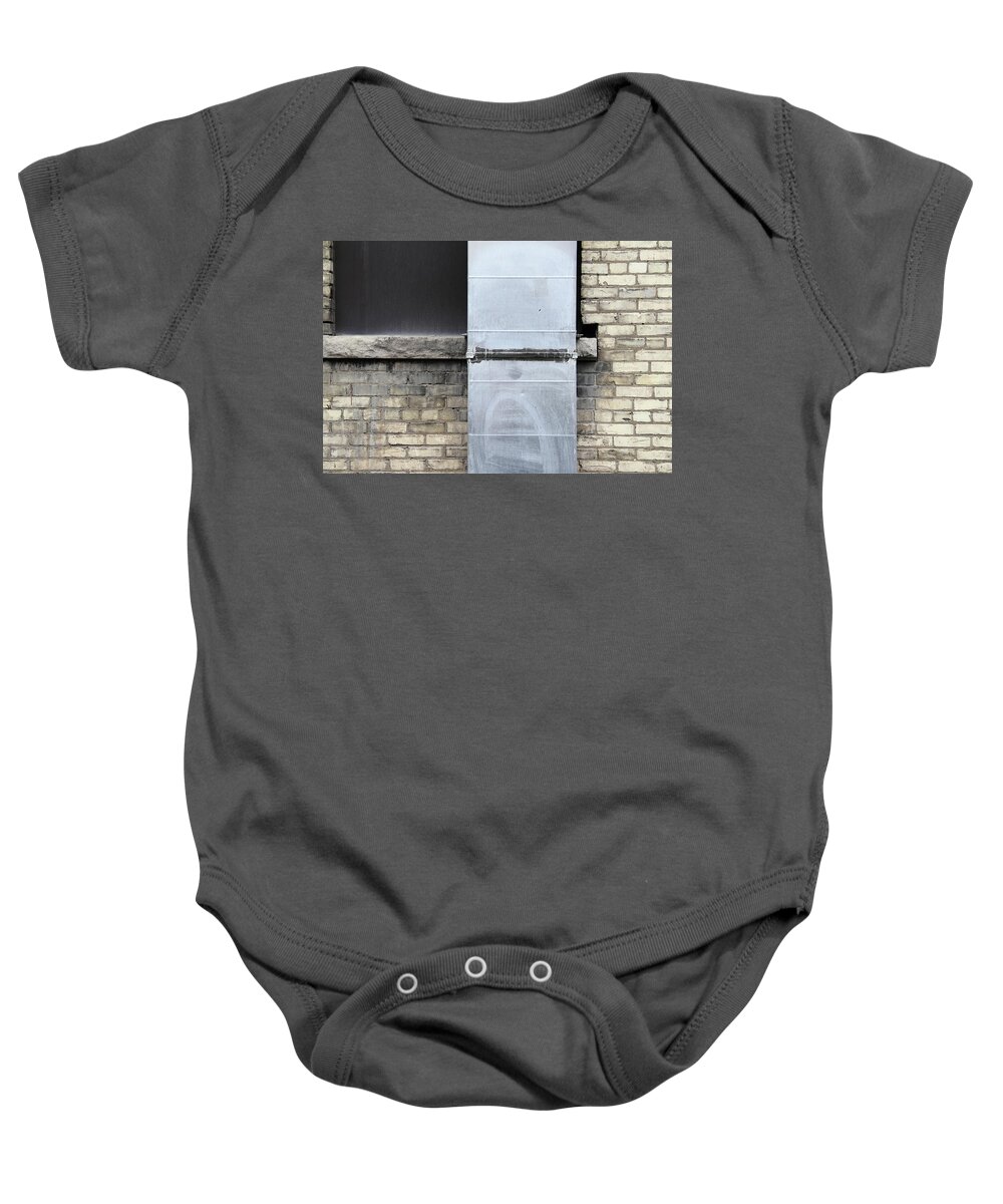 Brick Baby Onesie featuring the photograph Duct And Brick by Kreddible Trout