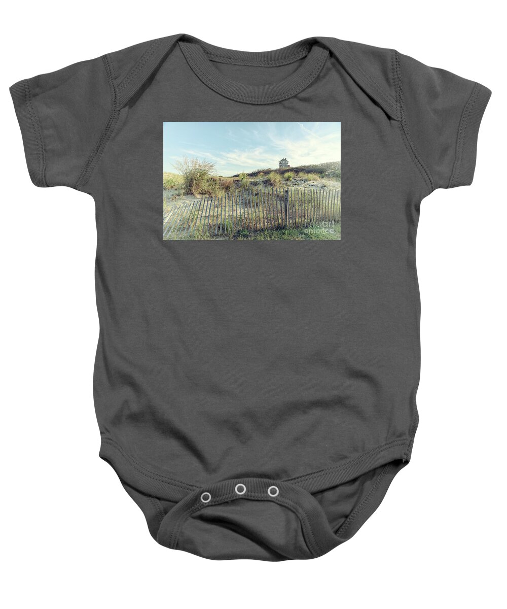 Dune Fence Baby Onesie featuring the photograph Dune Fence and Grass by Debra Fedchin
