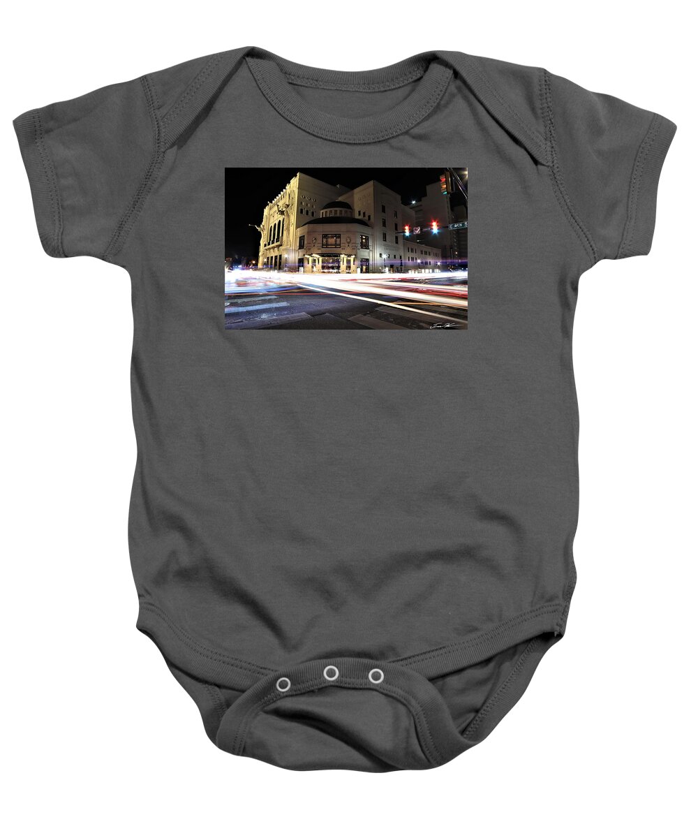 Bass Hall Baby Onesie featuring the photograph E. 4th. Street by Tim Kuret