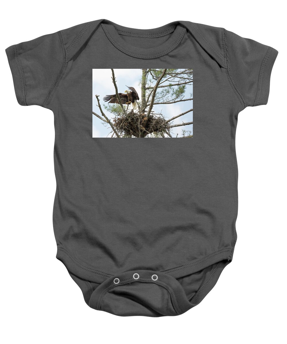 Wildlife Baby Onesie featuring the photograph Eagle Landing by Doug McPherson