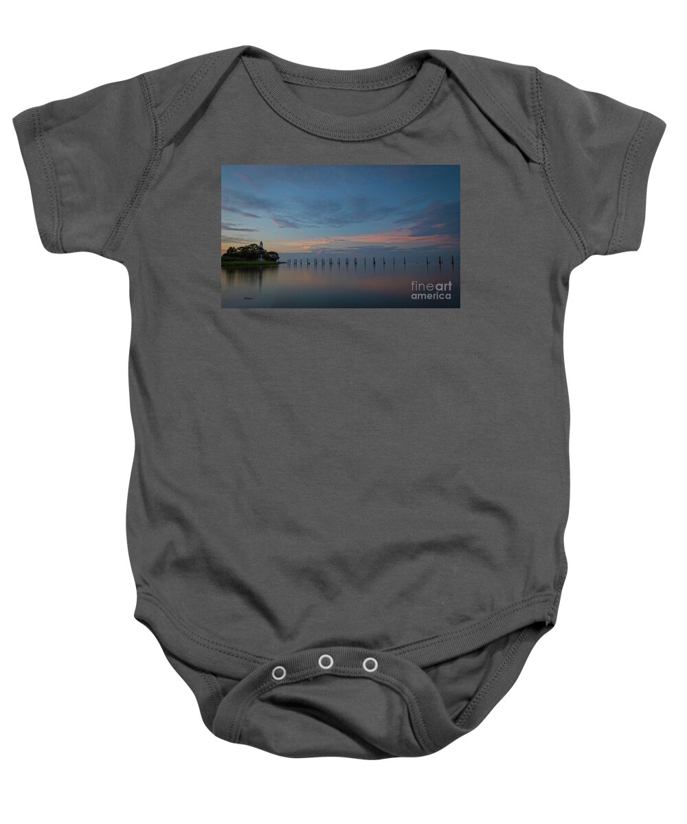 Sunrises Baby Onesie featuring the photograph Epic Lighthouse Sunrise by DB Hayes