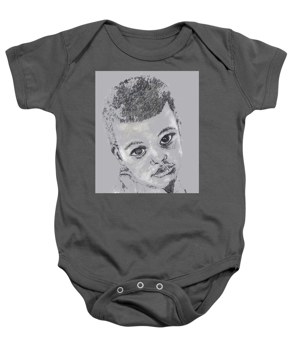 Child Baby Onesie featuring the drawing Eyes by Toni Willey