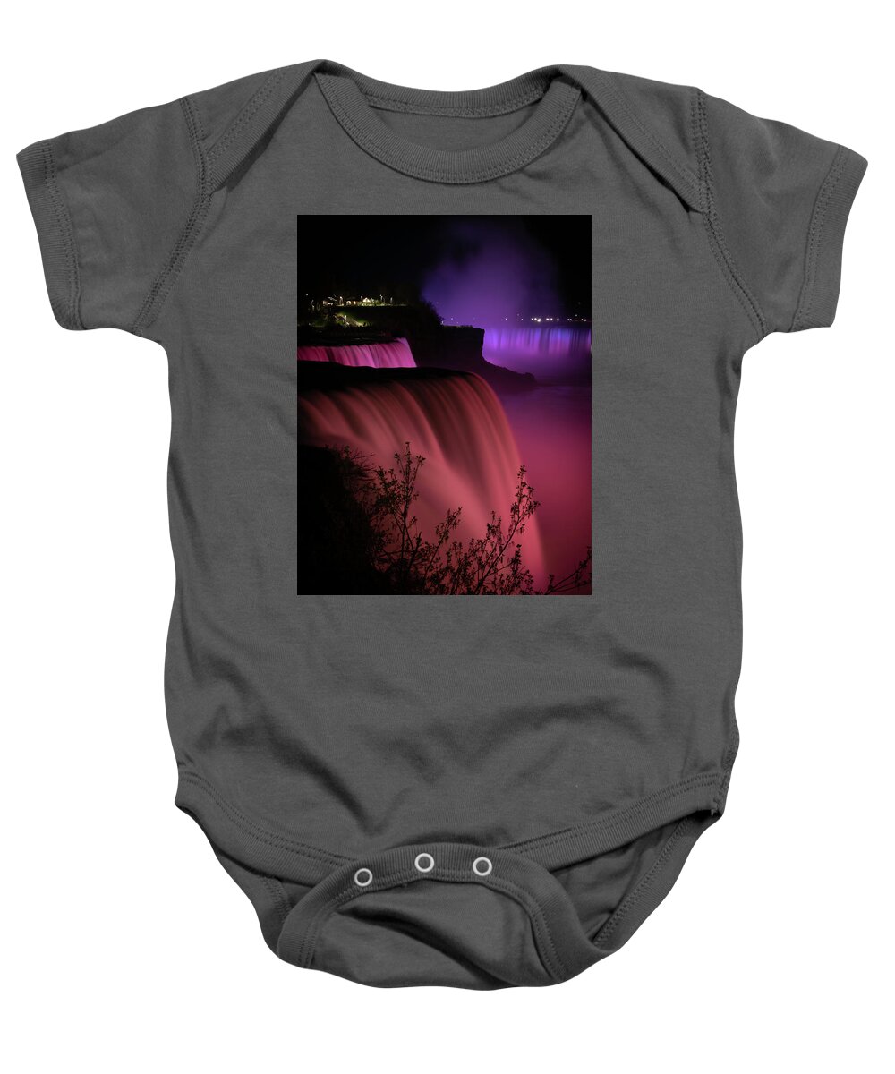 Niagara Falls Baby Onesie featuring the photograph Falls in Red by Vicky Edgerly