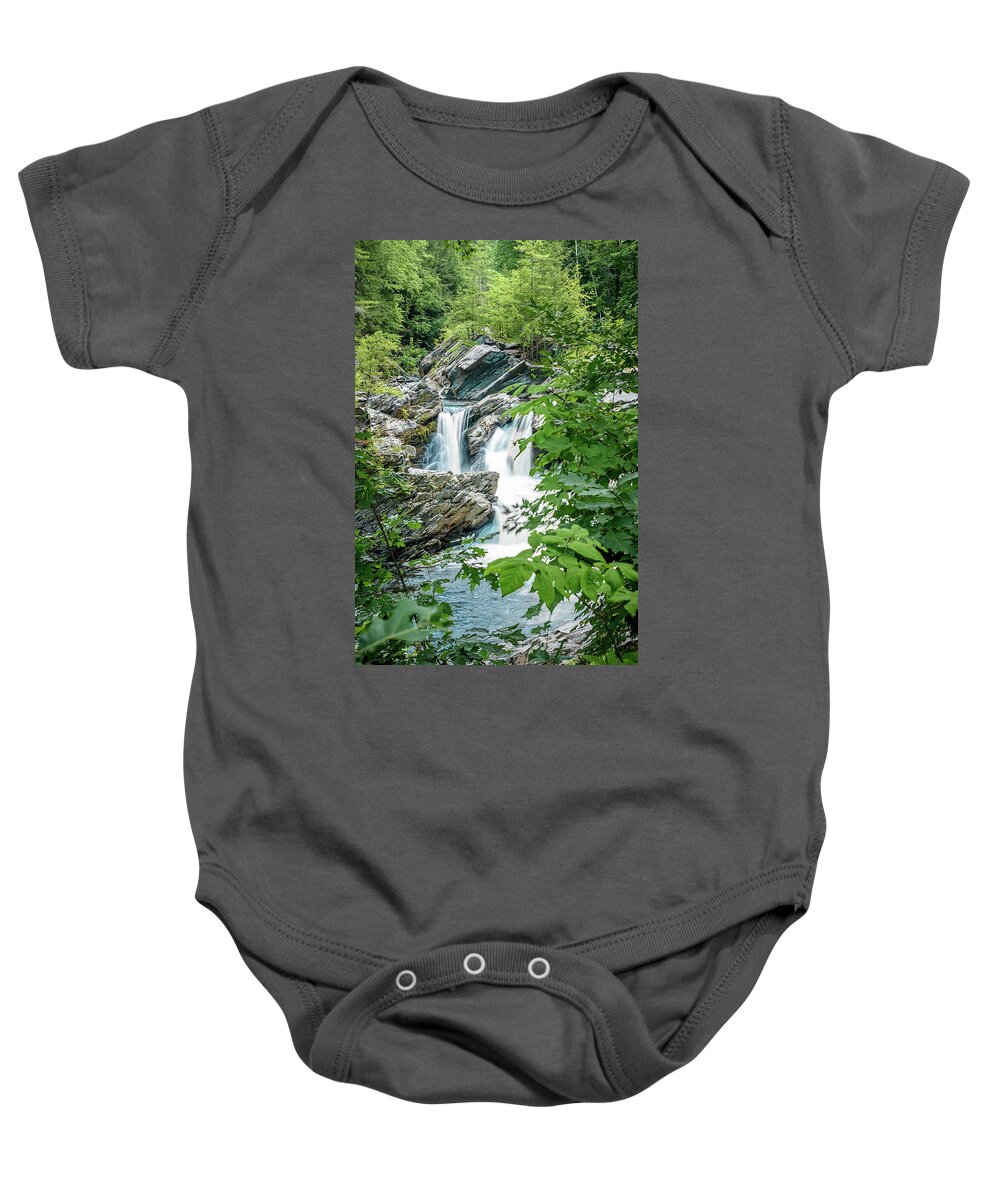 Waterfall Baby Onesie featuring the photograph Falls in the Forest by Mike Whalen