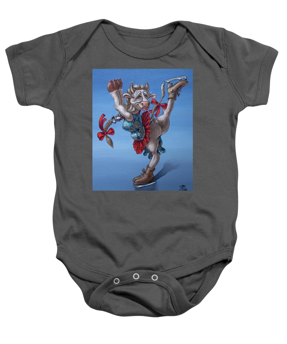  Painting Baby Onesie featuring the painting Figure Skater by Victor Molev