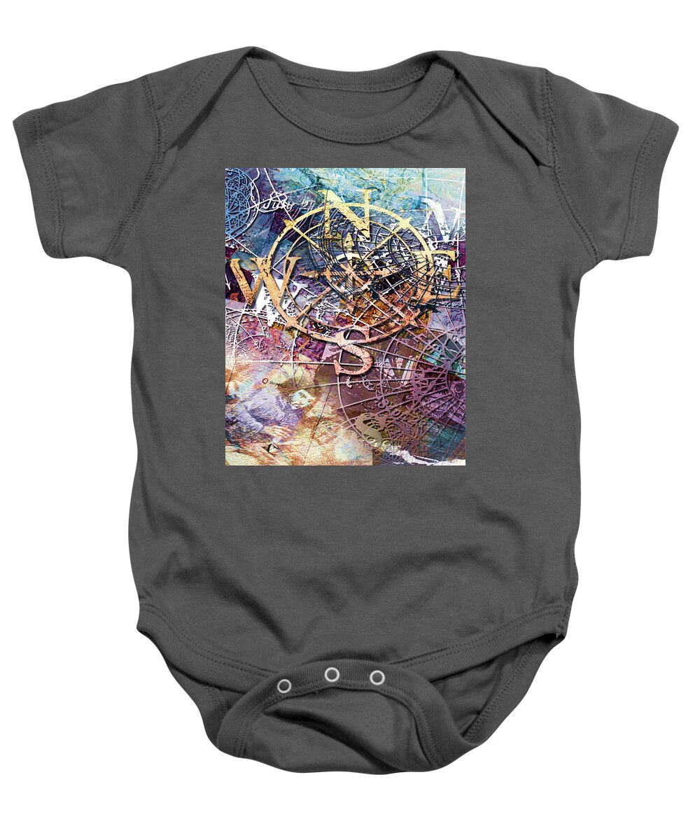 Clipper Ship Baby Onesie featuring the digital art Finding the Way Home by Linda Carruth
