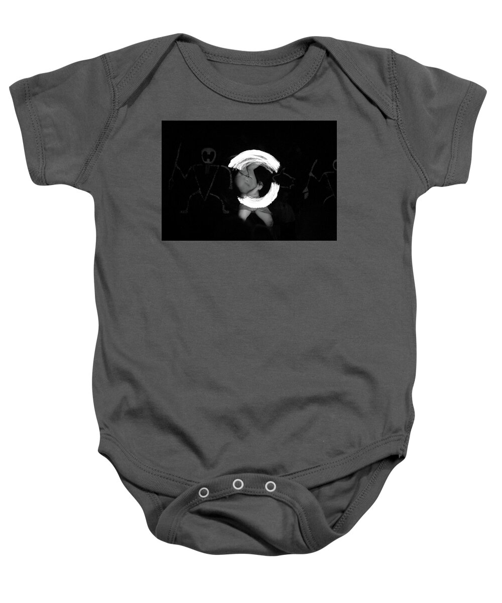Hawaii Baby Onesie featuring the photograph Fire Dancer BW by Anthony Jones