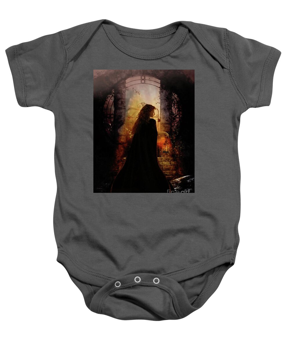 Follow The Light Baby Onesie featuring the mixed media Follow the Light by Shanina Conway