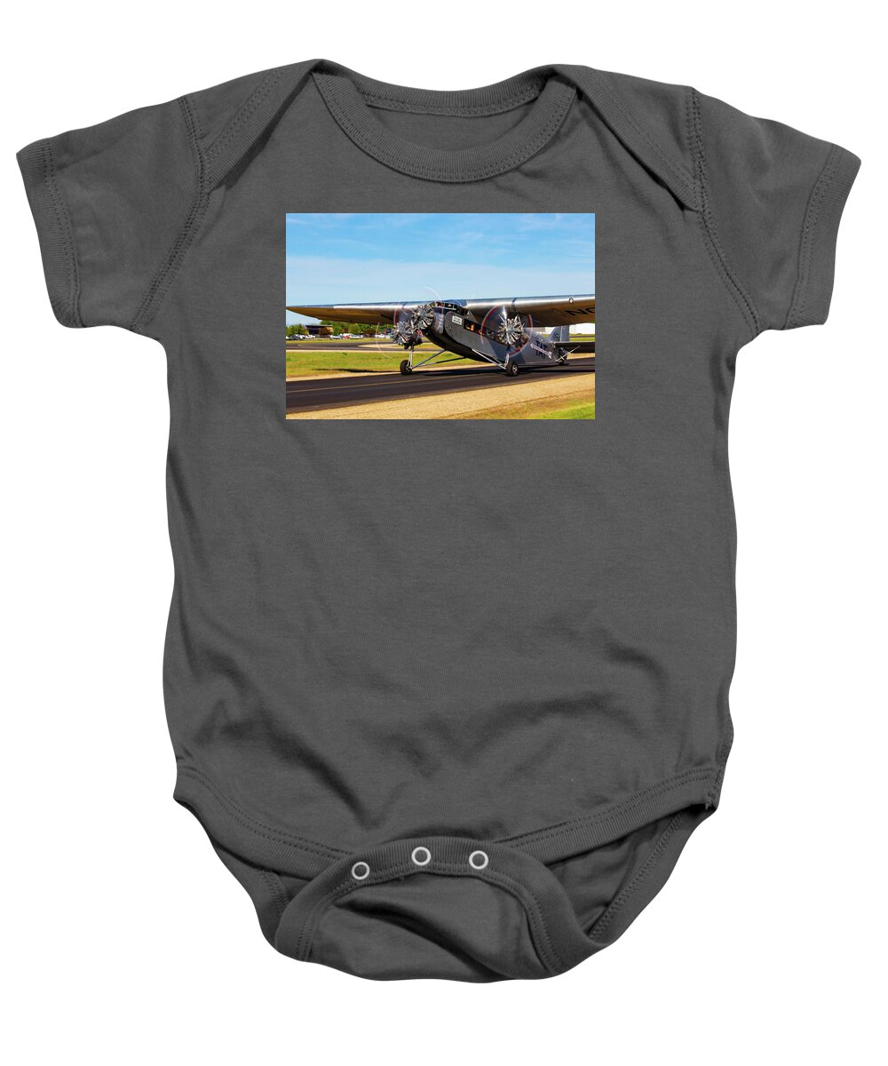 Liberty Ford Tri-motor 5-at-b - Tat Baby Onesie featuring the photograph Ford Tri-Motor Airplane #5 by Dart Humeston