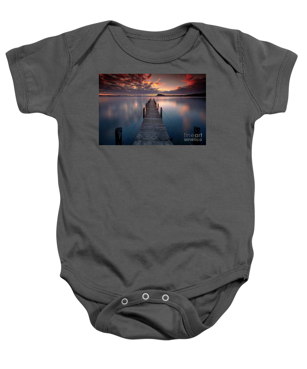 Pier Baby Onesie featuring the photograph Freedom Pier by Marco Crupi by Marco Crupi