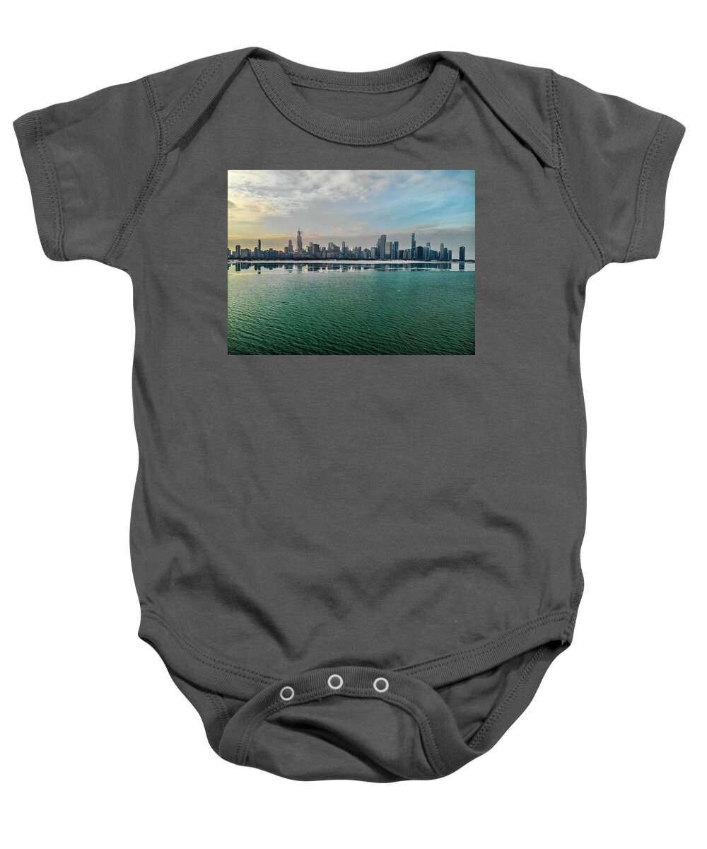 Chicago Baby Onesie featuring the photograph Frozen Chicago by Bobby K