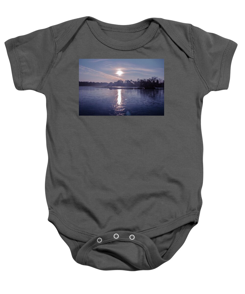Lake Baby Onesie featuring the photograph Frozen by Claire Lowe