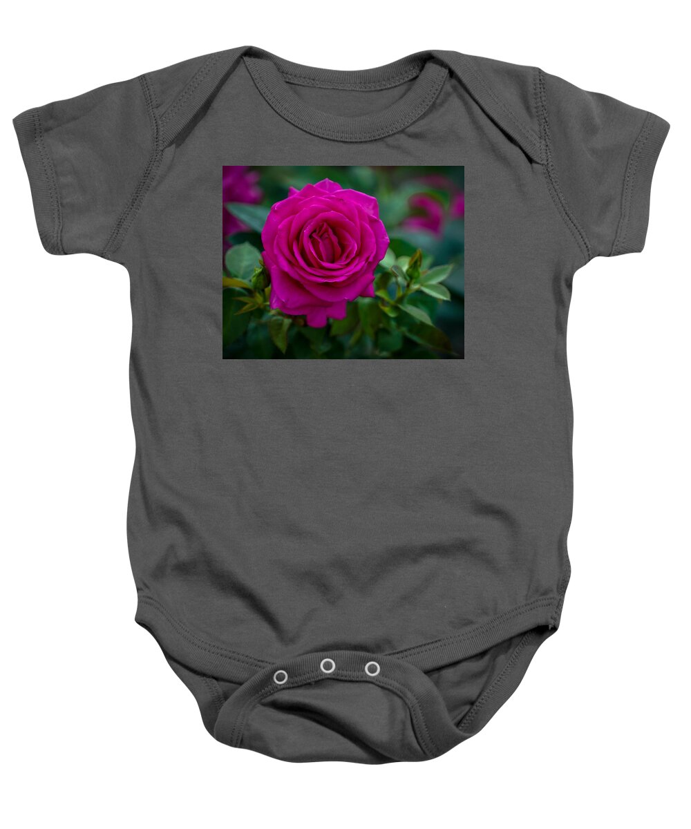 Rose Baby Onesie featuring the photograph Fuchsia Rose by Susan Rydberg