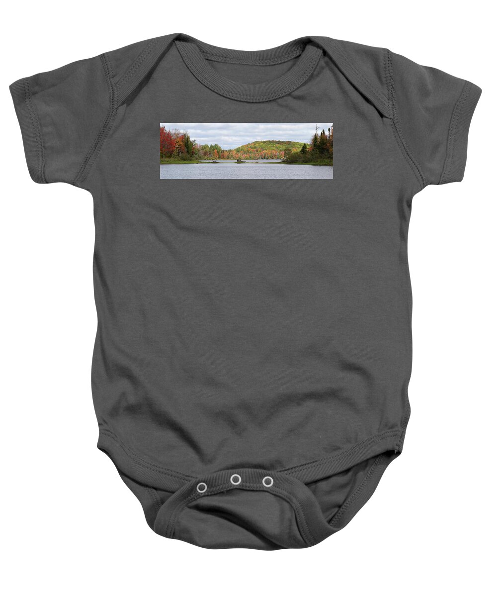 Gile Flowage Baby Onesie featuring the photograph Gile Flowage Pano by Brook Burling