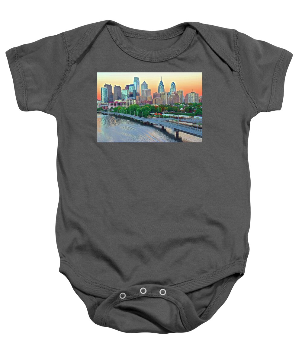 Philadelphia Baby Onesie featuring the photograph Glorious Philly Sunset by Frozen in Time Fine Art Photography