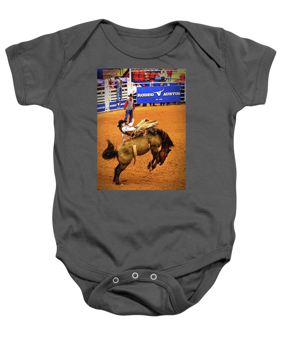 Rodeo Baby Onesie featuring the painting Going for the Buzzer - DWP1114772 by Dean Wittle
