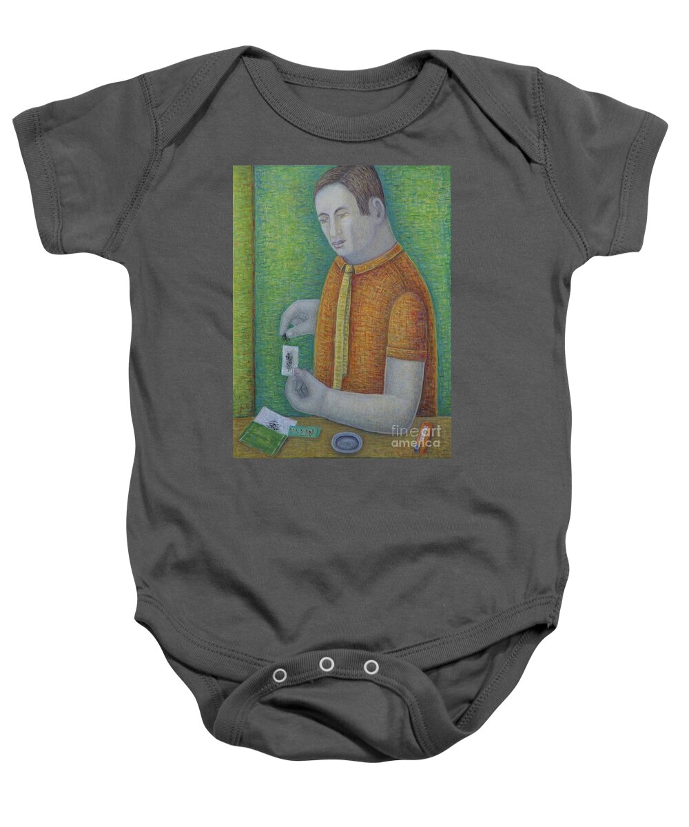 Golden Boy Baby Onesie featuring the painting Golden Boy, 2017 by Ruth Addinall