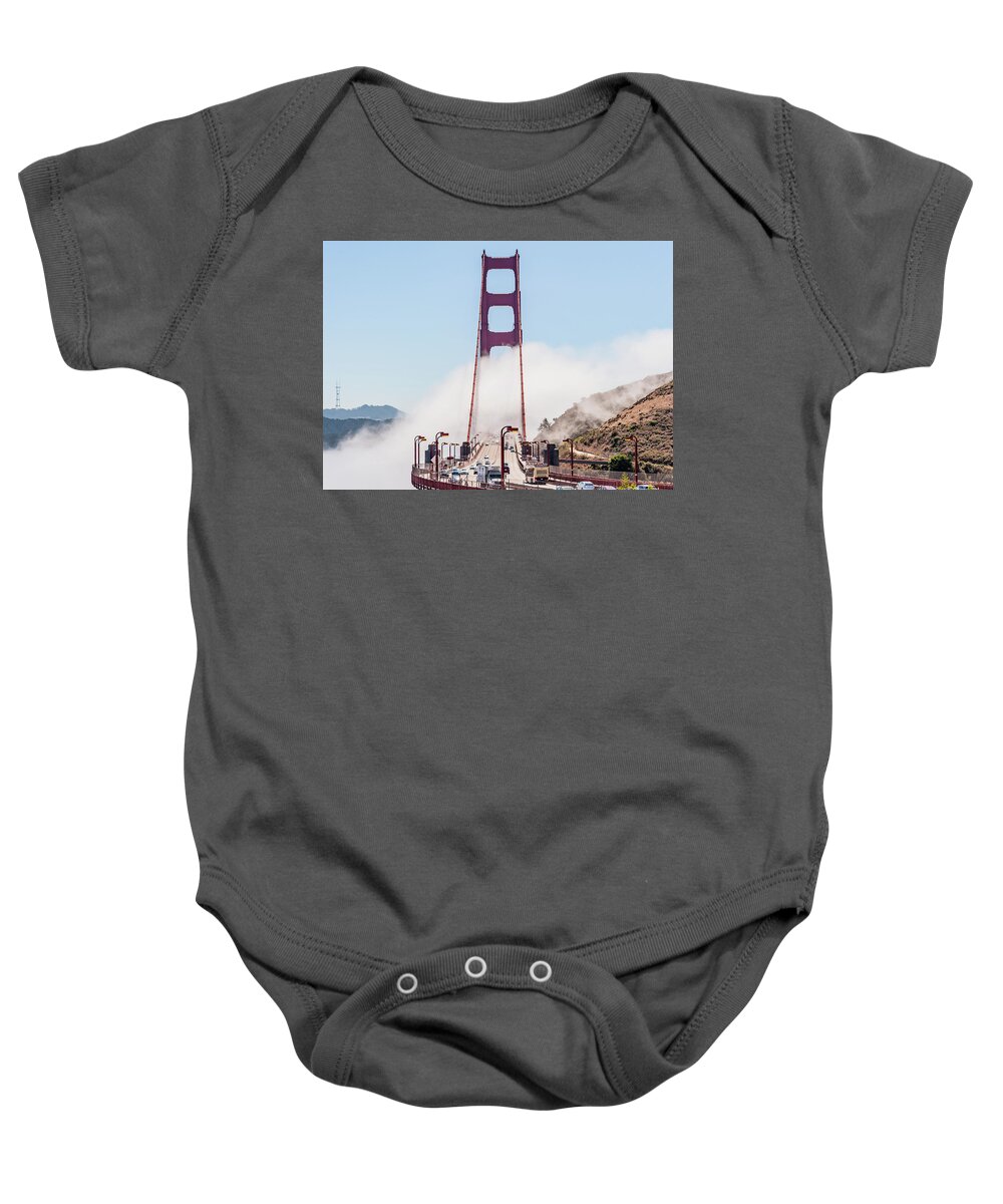 Landscape Baby Onesie featuring the photograph Golden Gate Fog by Charles McCleanon