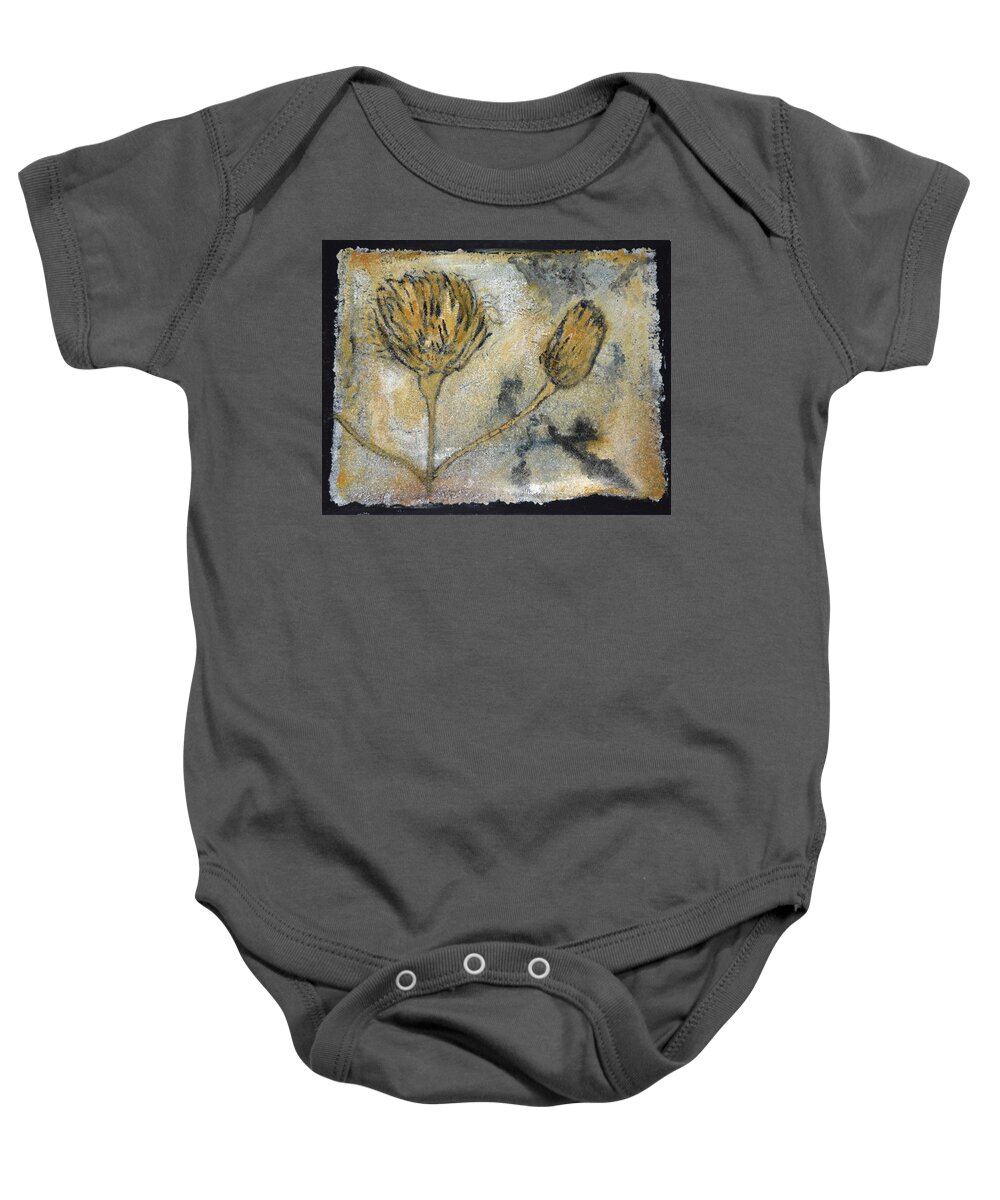 Fossils Baby Onesie featuring the painting Goldenrod Fossil by Toni Willey