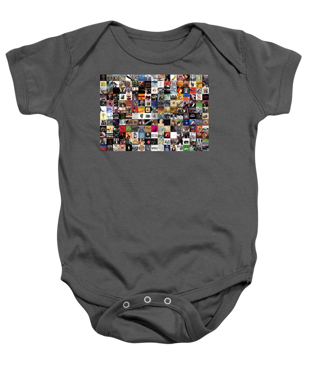 Album Covers Baby Onesie featuring the digital art Greatest Rock Albums of All Time by Hoolst Design