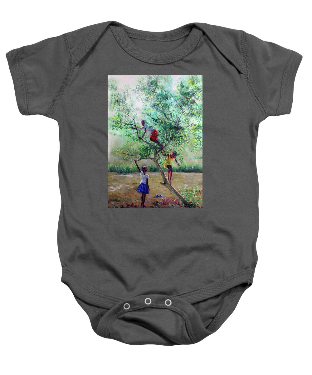 Guava Tree Baby Onesie featuring the painting Guava Tree by Jonathan Gladding