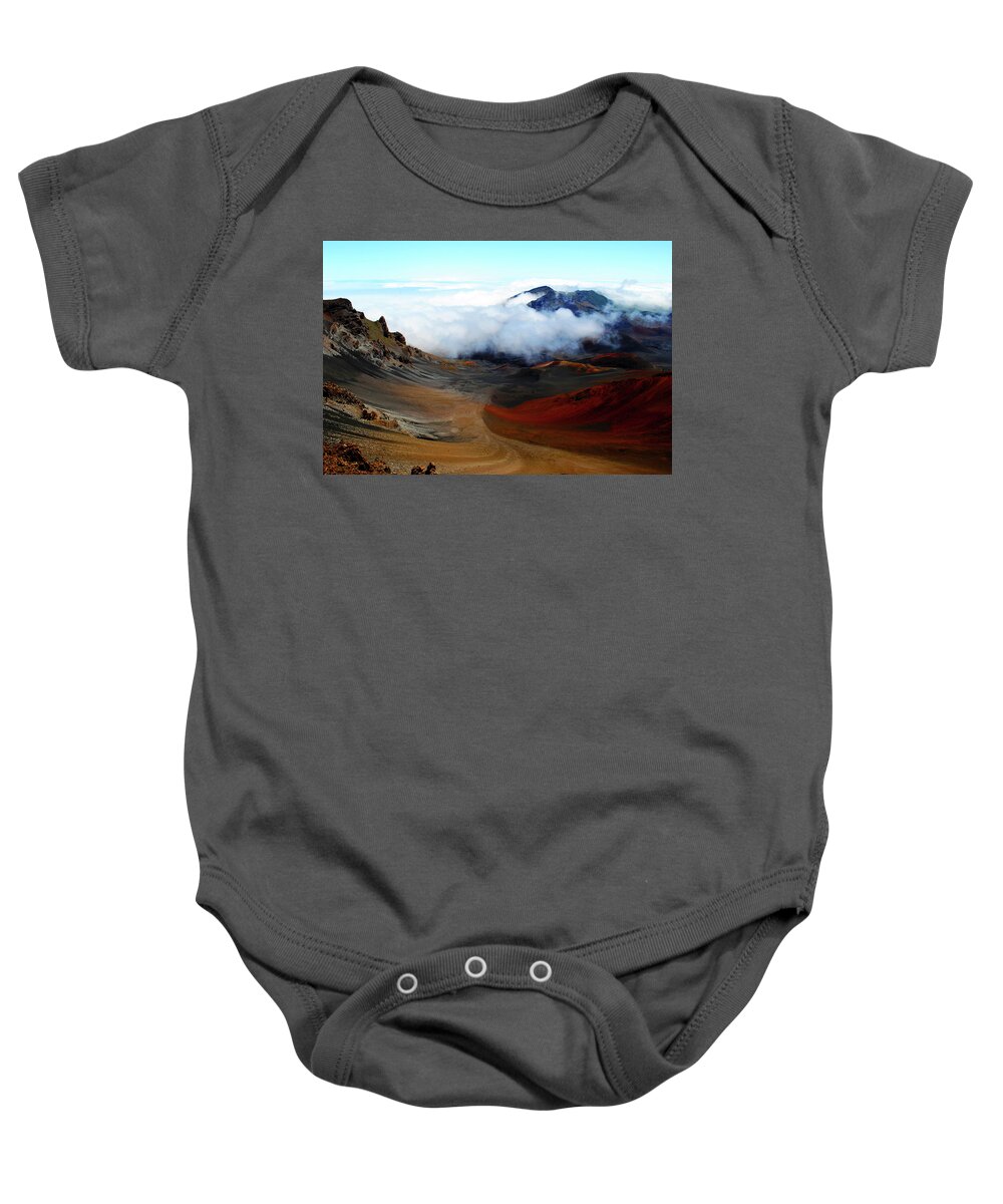 Maui Baby Onesie featuring the photograph Haleakala Crater by Robert Stanhope