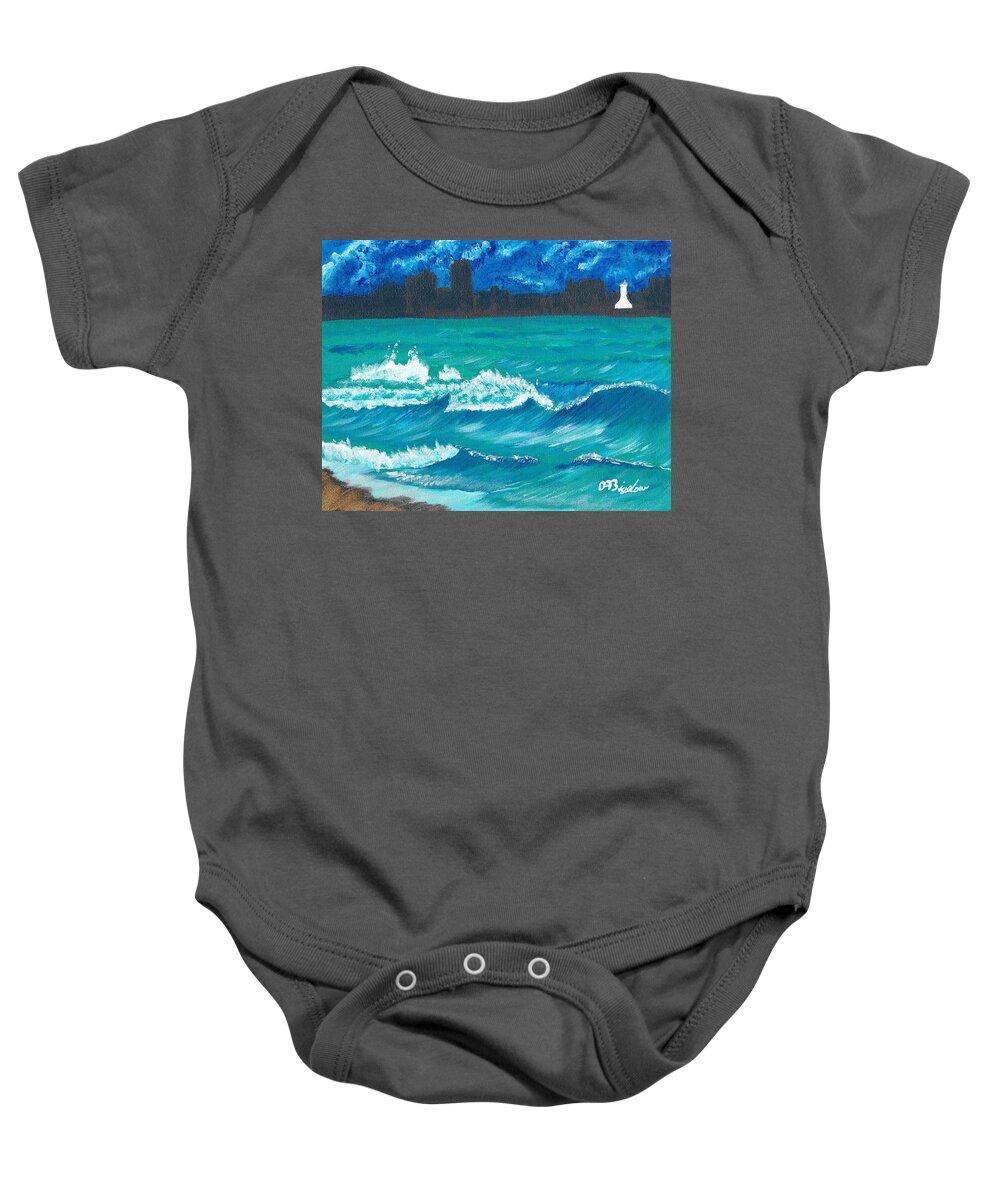 Wave Baby Onesie featuring the painting Hamilton Beach by David Bigelow