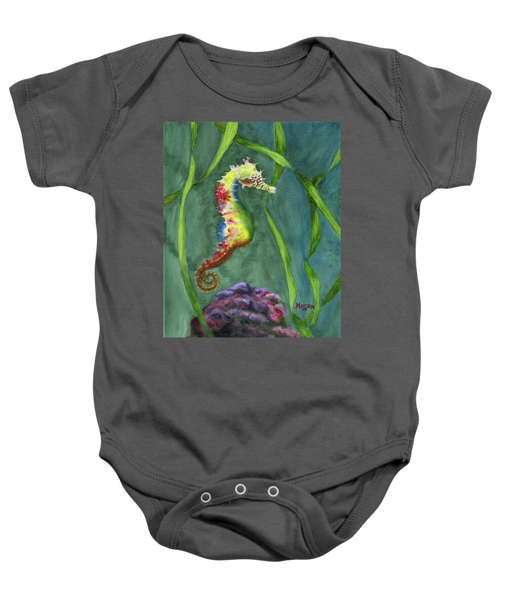 Rainbow Baby Onesie featuring the painting Harlequin by Megan Collins
