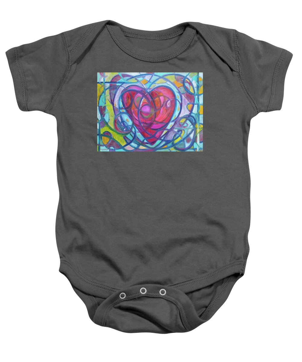 Heart Baby Onesie featuring the painting Heart and Soul Number two by Kerima Swain