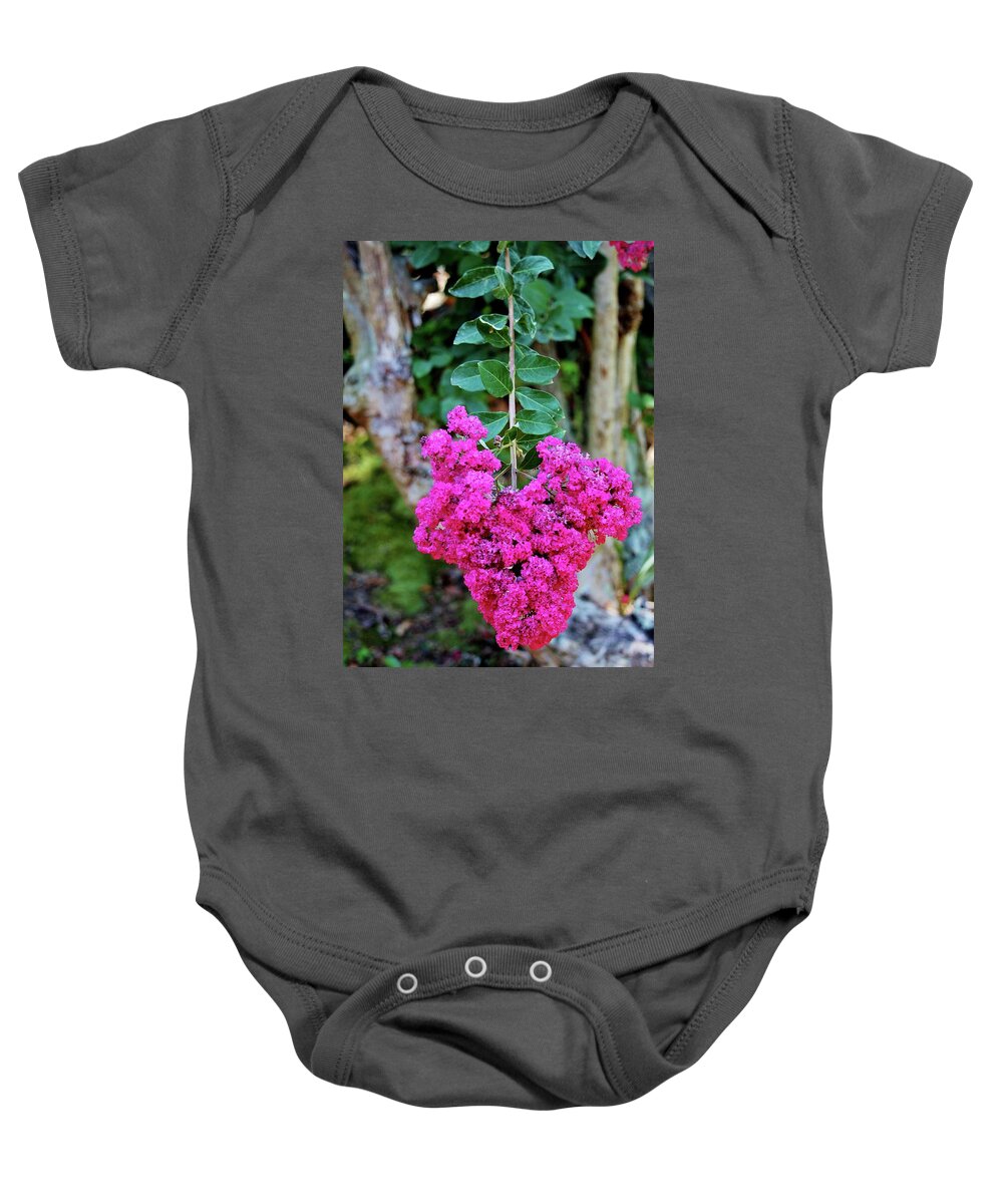 Crape Baby Onesie featuring the photograph Heart Shaped Crape Myrtle Flowers by Cynthia Guinn