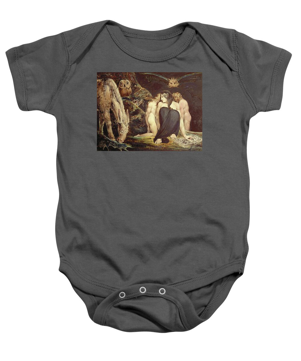 William Blake Baby Onesie featuring the painting Hecate. 43.8 x 58.1 cm -ca. 1795- Cat. N 5056. by William Blake -1757-1827-