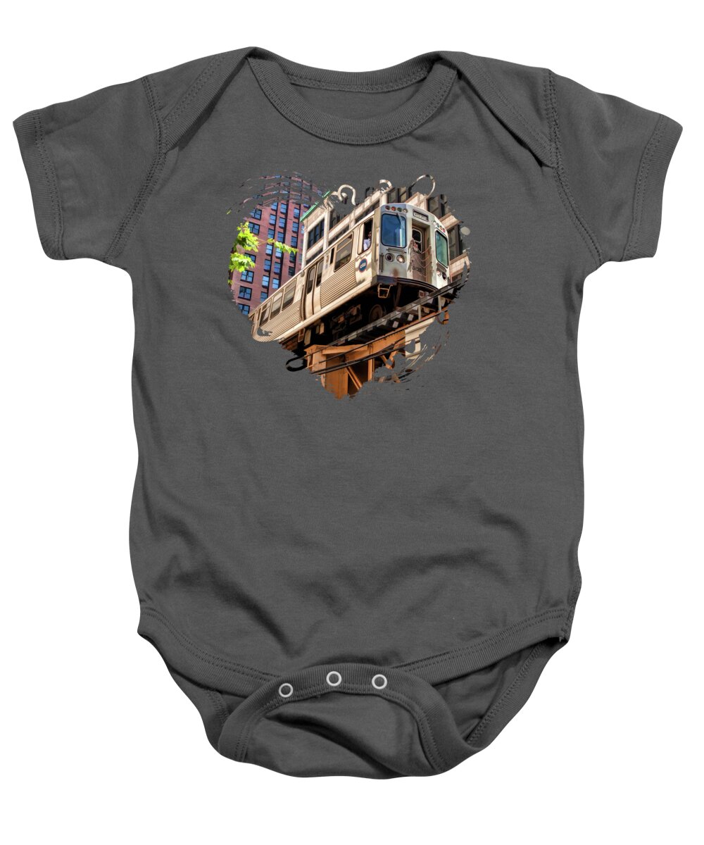 Chicago Baby Onesie featuring the painting Historic Chicago El Train by Christopher Arndt