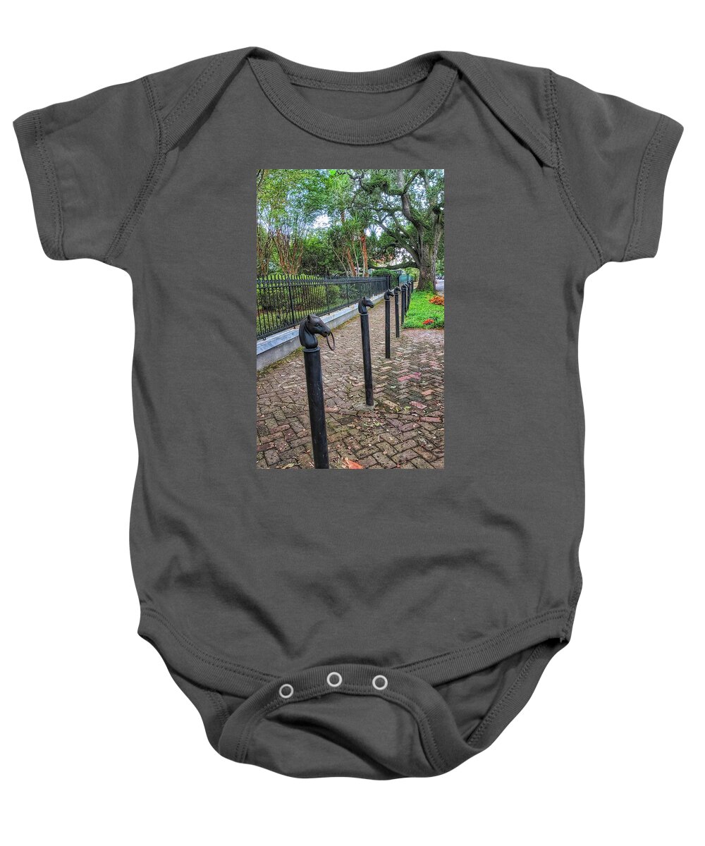 New Orleans Baby Onesie featuring the photograph Hold My Horse by Portia Olaughlin