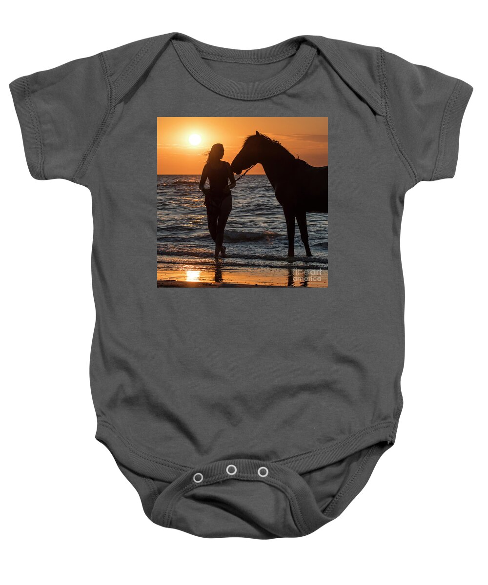 Female Baby Onesie featuring the photograph Horse on the Beach by Arterra Picture Library