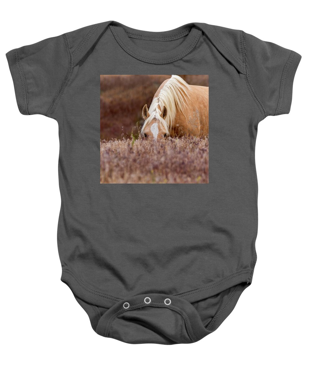 Wild Horses Baby Onesie featuring the photograph I see you by Mary Hone