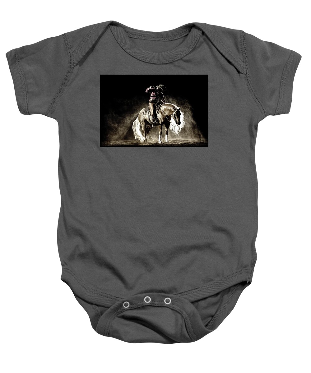 Cowboy Baby Onesie featuring the photograph In The Still Of Light by Lincoln Rogers