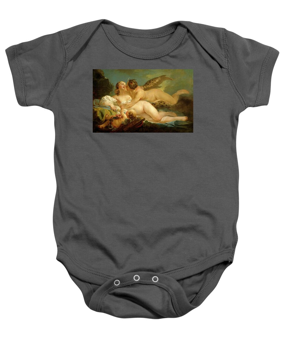 Diana And Callisto Baby Onesie featuring the painting Jean Baptiste Marie Pierre / 'Diana and Callisto', 1745-1749, French School. Jupiter. by Jean-Baptiste Marie Pierre -1714-1789-