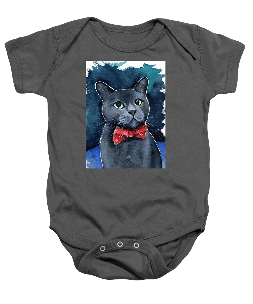 Cat Baby Onesie featuring the painting Jerome by Dora Hathazi Mendes