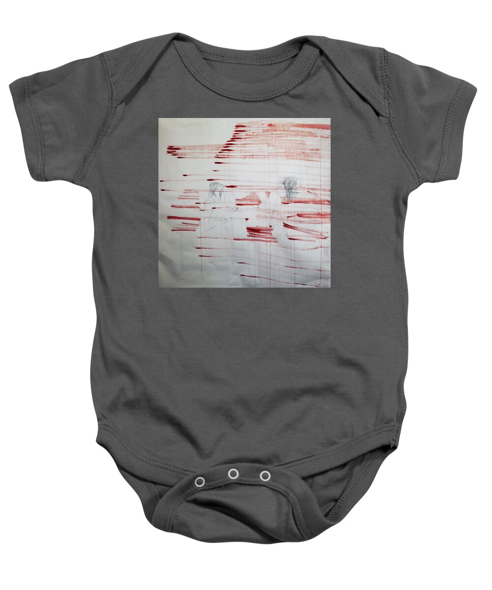 Jesus Christ Baby Onesie featuring the painting Jesus Christ and Our Lady of Asia on Calvary by Gloria Ssali