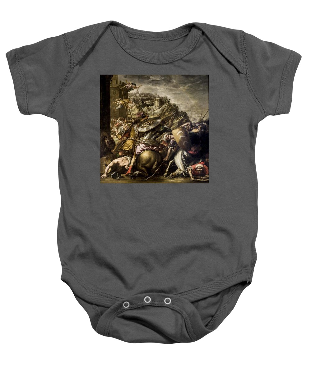 17th Century Baby Onesie featuring the painting Juan de Valdes Leal / 'The defeat of the Saracens', 1652-1653, Oil on canvas, 1.50 x 2.25 m. by Juan de Valdes Leal -1622-1690-